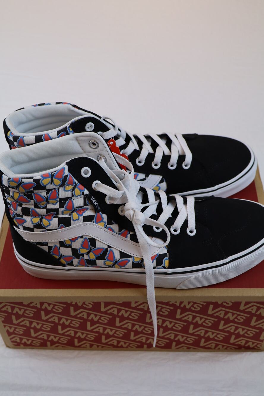 NEW Vans Filmore Hi Top Sneakers Butterfly Checkerboard Lace Up Women's Size 10